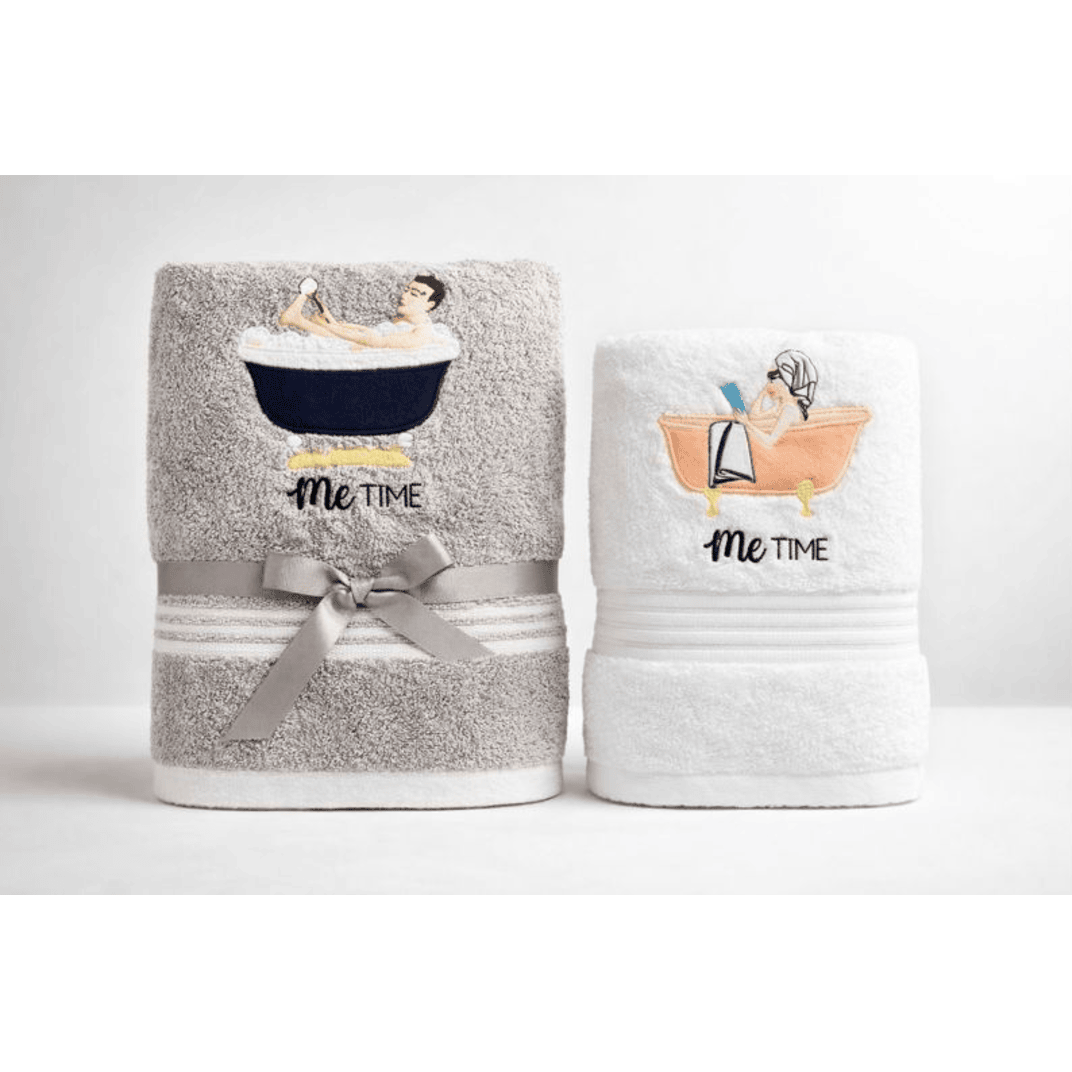 IT'S ME TIME - BAMBOO EMBROIDERY BATH TOWEL SET