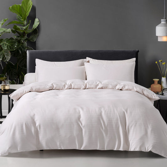 MASCOUR OAT - LOFT PRIVE FITTED SHEET SET 100% NATURAL BEECH JACQUARD