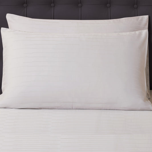 MASCOUR OAT - LOFT PRIVE PILLOWCASES (1PAIR) 100% NATURAL BEECH JACQUARD