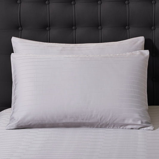 MASCOUR SLATE - LOFT PRIVE PILLOWCASES (1PAIR) 100% NATURAL BEECH JACQUARD