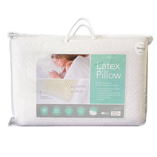 LATEX PILLOW - 100% NATURAL LATEX PILLOW WITH REMOVABLE BAMBOO/COTTON COVER
