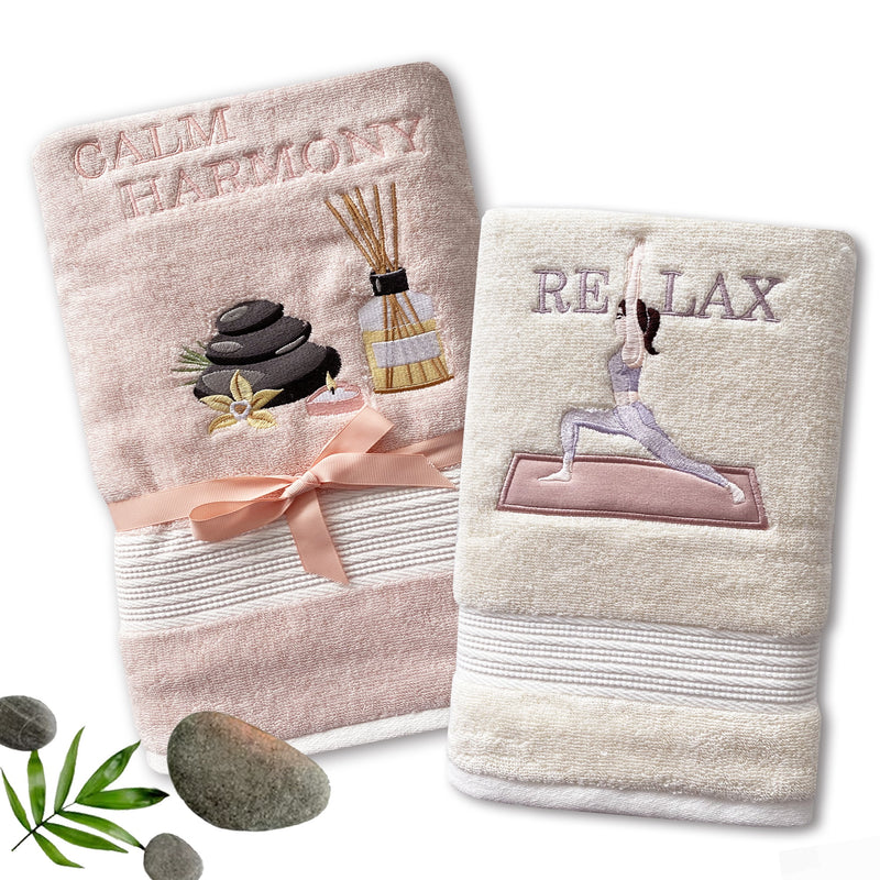 CHILL & RELAX - BAMBOO EMBROIDERY BATH TOWEL SET