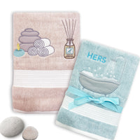 HER THINGS - BAMBOO EMBROIDERY BATH TOWEL SET