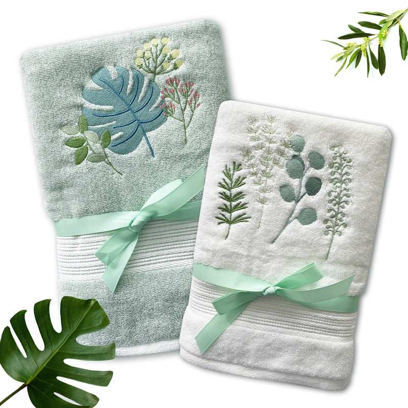 NATURELLE - BAMBOO EMBROIDERY BATH TOWEL SET