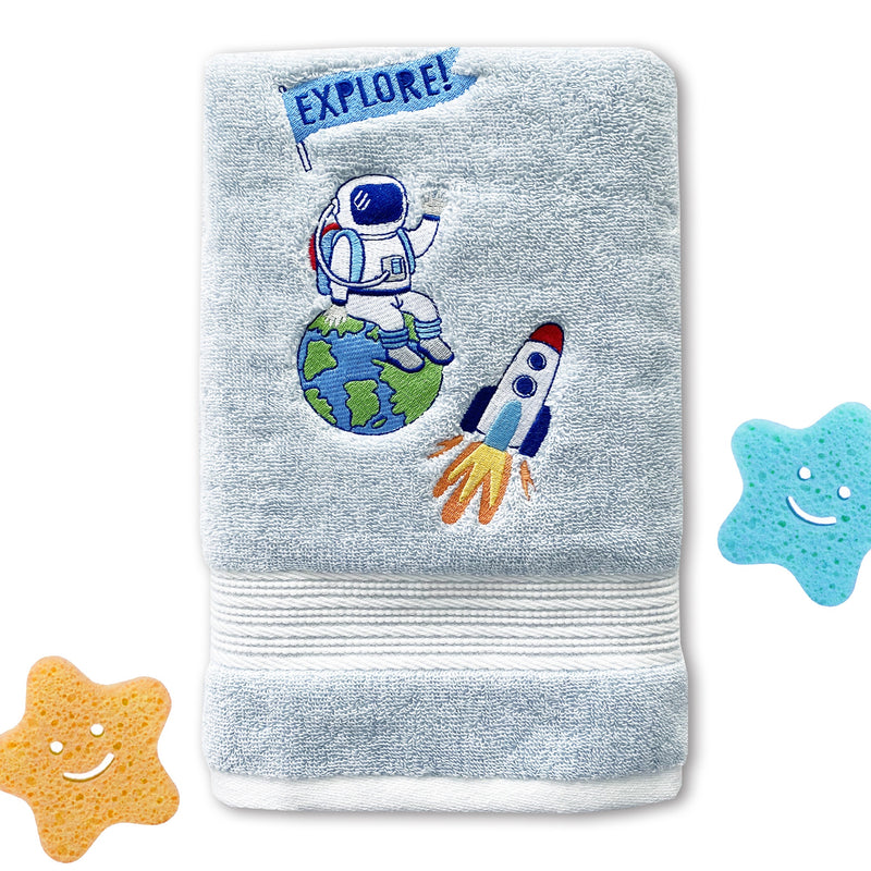 SPACE FUN - BAMBOO EMBROIDERY KIDS TOWEL