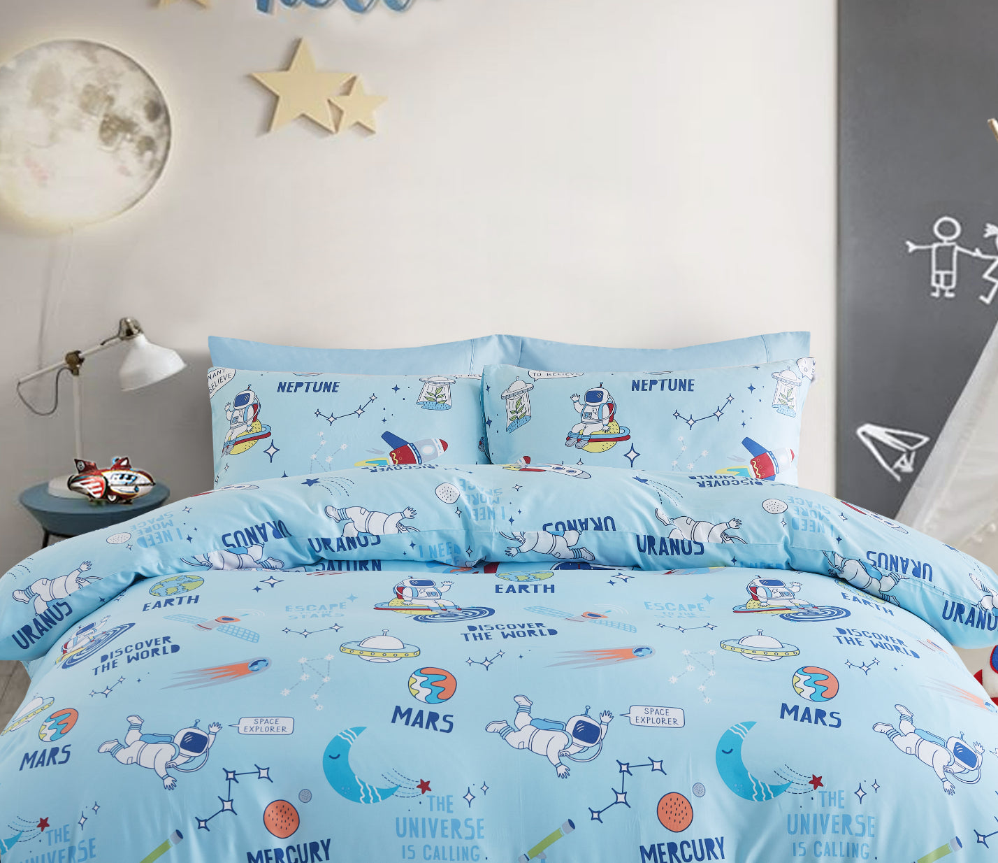 SPACE FUN - HOORAYS FITTED SHEET SET 100% BAMBOO