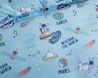 SPACE FUN - HOORAYS FITTED SHEET SET 100% BAMBOO