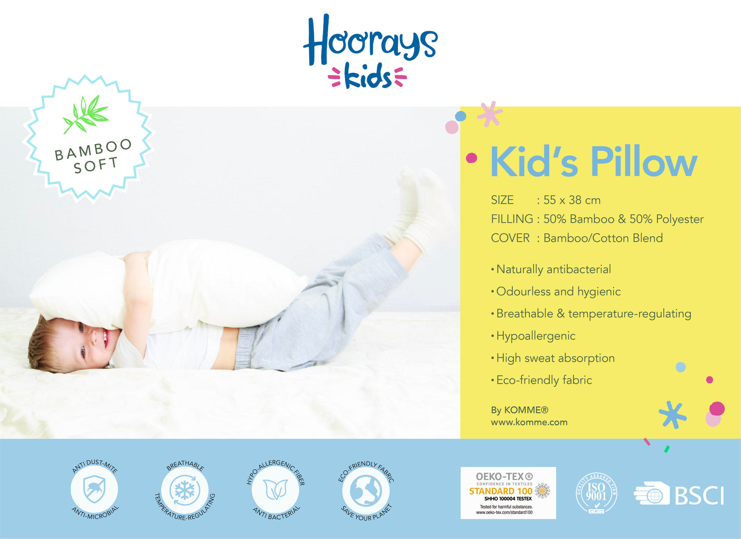 BAMBOO JUNIOR PILLOW - 50% BAMBOO 50% POLYESTER